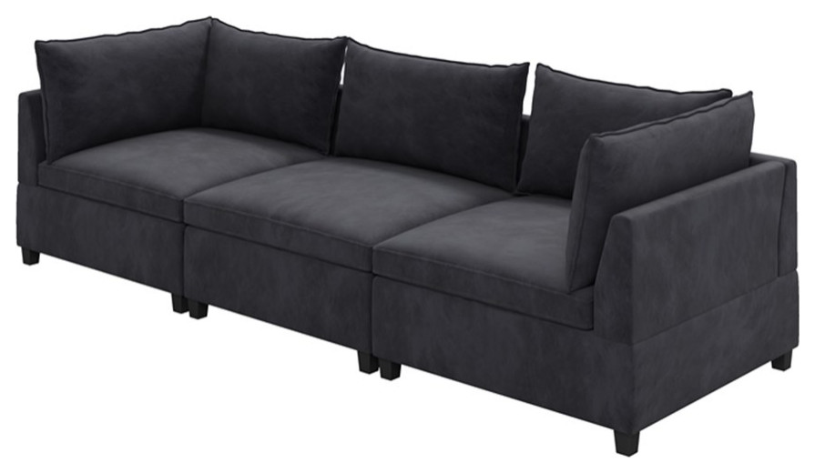 Devion Furniture Modern Fabric 2 Piece Sectional Sofa Set Dark Gray   Sectional Sofas   by Homesquare  Houzz