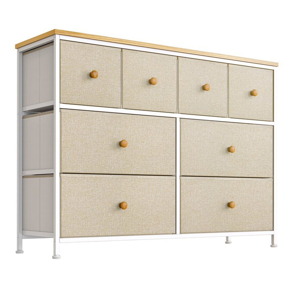 REAHOME 8 Drawer Steel Frame Bedroom Storage Organizer Chest Dresser  Taupe