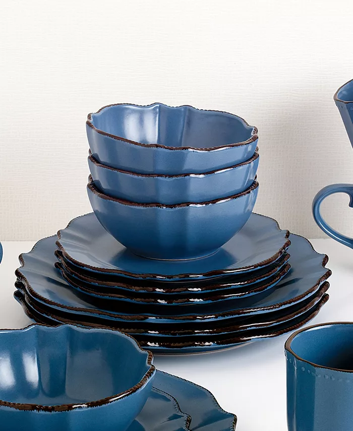 Lorren Home Trends Scalloped Edge 16 Piece Service for 4 Dinnerware Set