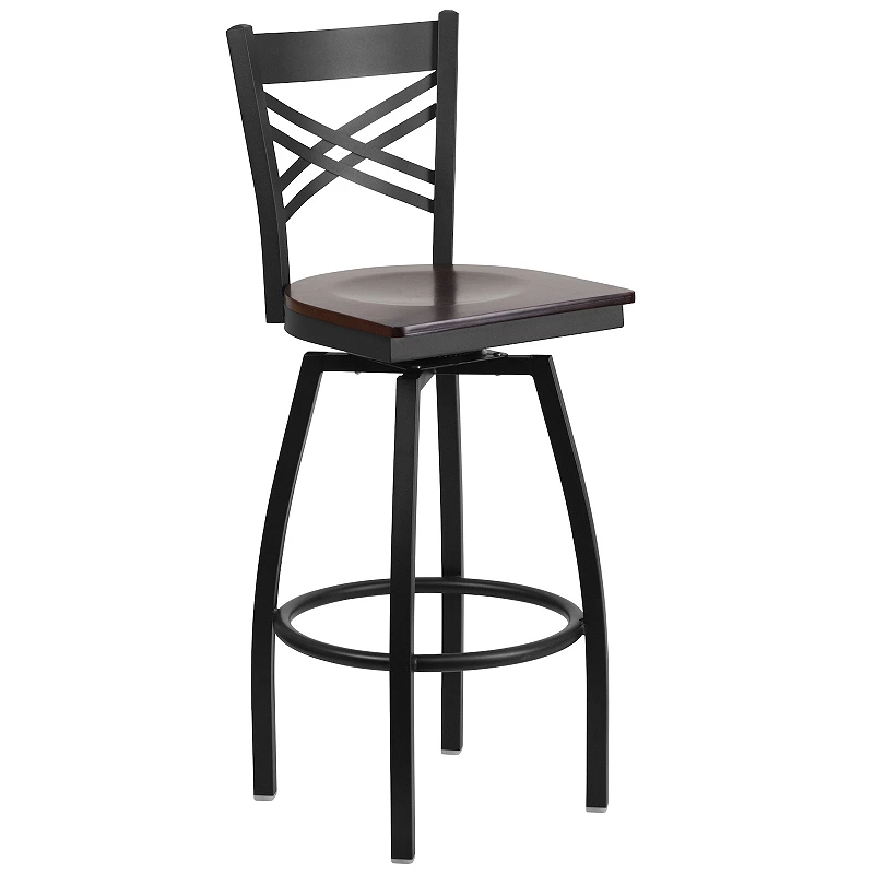 Flash Furniture Hercules Series Black ''X'' Back Swivel Metal Barstool