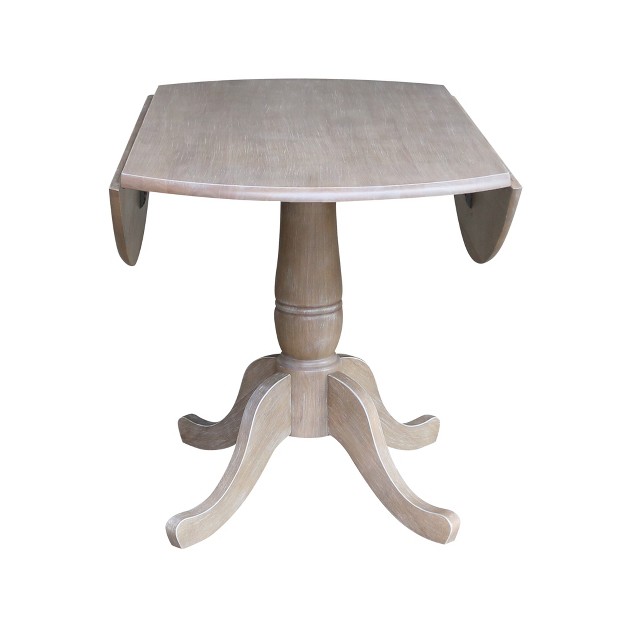 Nathaniel Round Dual Drop Leaf Pedestal Table Gray Taupe International Concepts