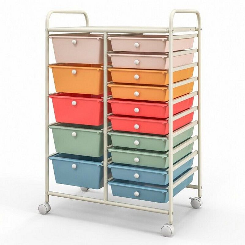 15-Drawer Utility Rolling Organizer Cart Multi-Use Storage