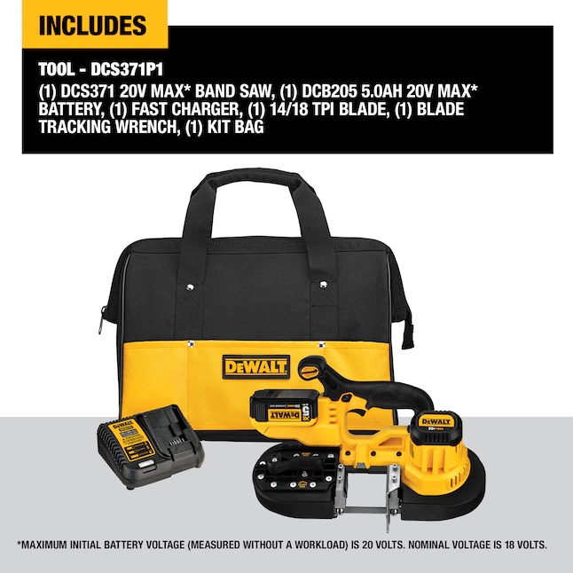 DEWALT DCS371P1 20-Volt MAX Cordless Band Saw with (1) 20-Volt Battery 5.0Ah and Charger