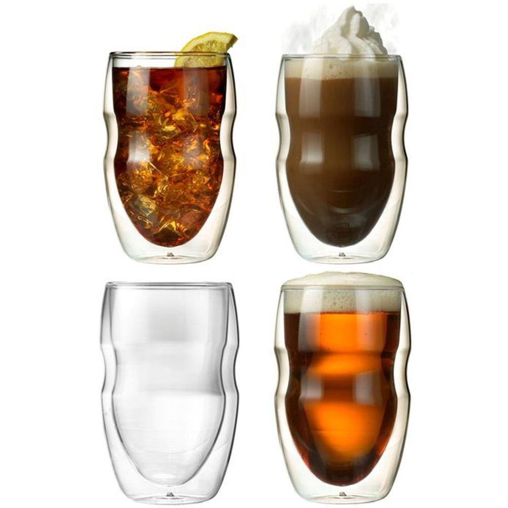 Ozeri Serafino 12 oz. Double Wall Beverage and Coffee Glasses (Set of 4) DW12S-4