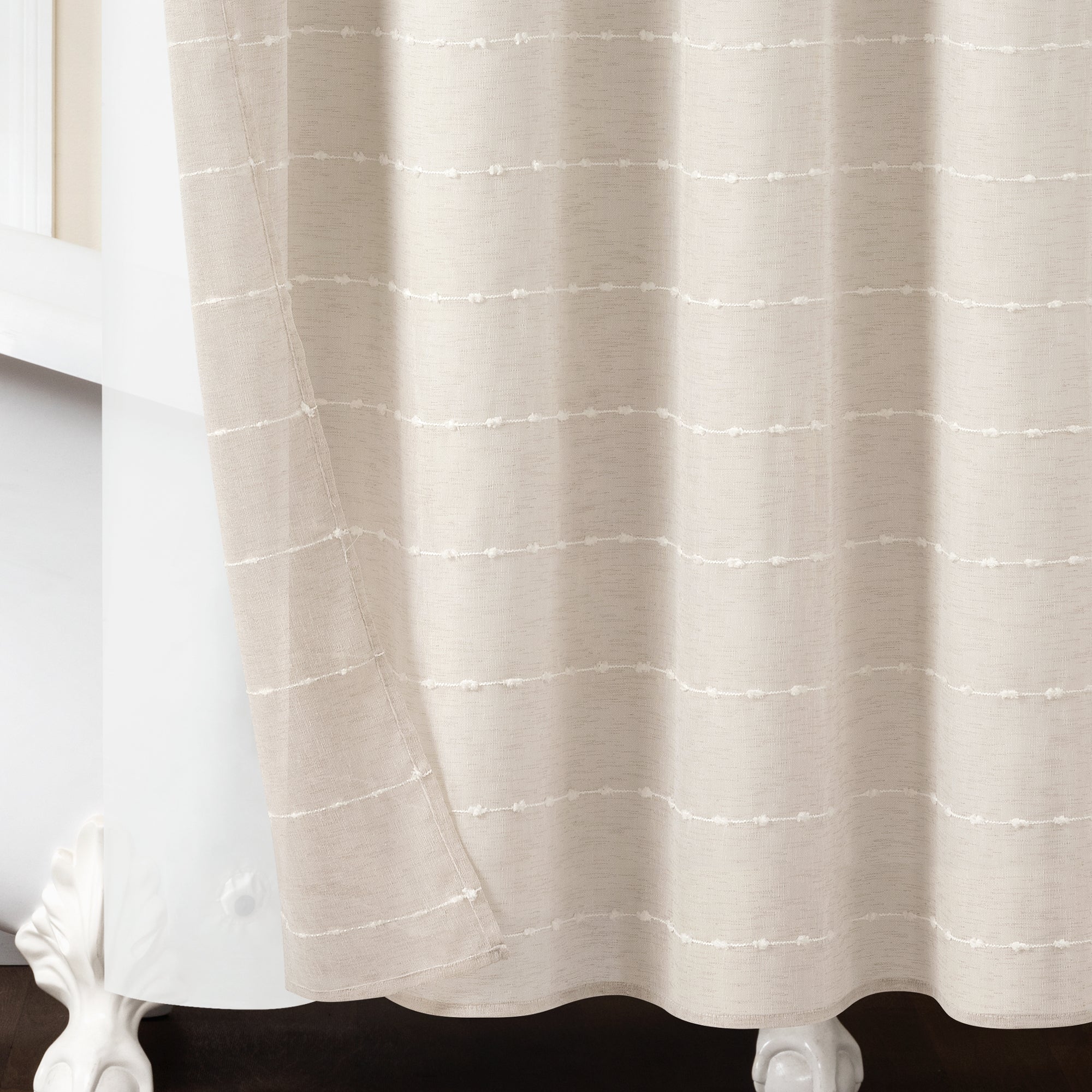 Farmhouse Textured Sheer With Peva Lining Shower Curtain Set