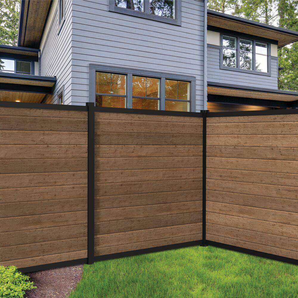 Barrette Outdoor Living Mixed Materials 71.379 in. x 5.25 in. x 1.775 in. Matte Black Aluminum Fence Channel Kit for Wood Infill 73047660