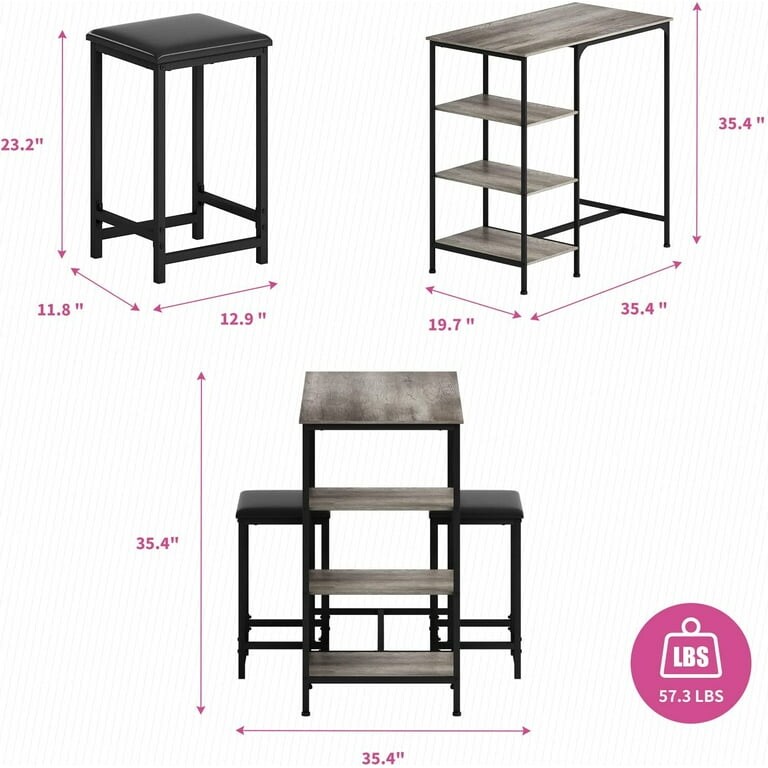 Mixoy Dining TableDinner wood Kitchen Desk with Seating for Assemblies  Parties or Gatherings Bar Counter Living Guest Room