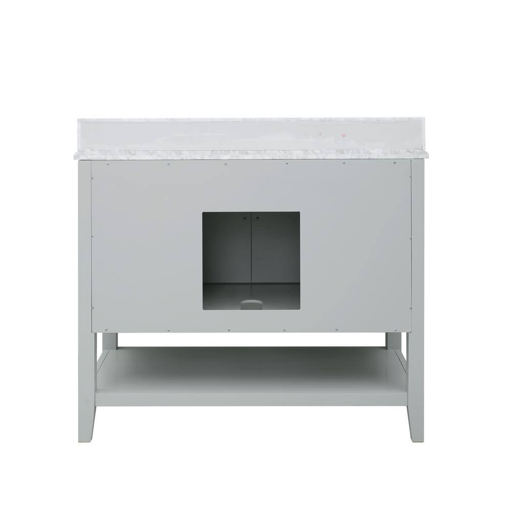 Home Decorators Collection Sturgess Open Shelf 43 in. W x 22. D x 35. H Vanity in Dove Grey with White Marble Vanity Top 19111S-VS43C-DG