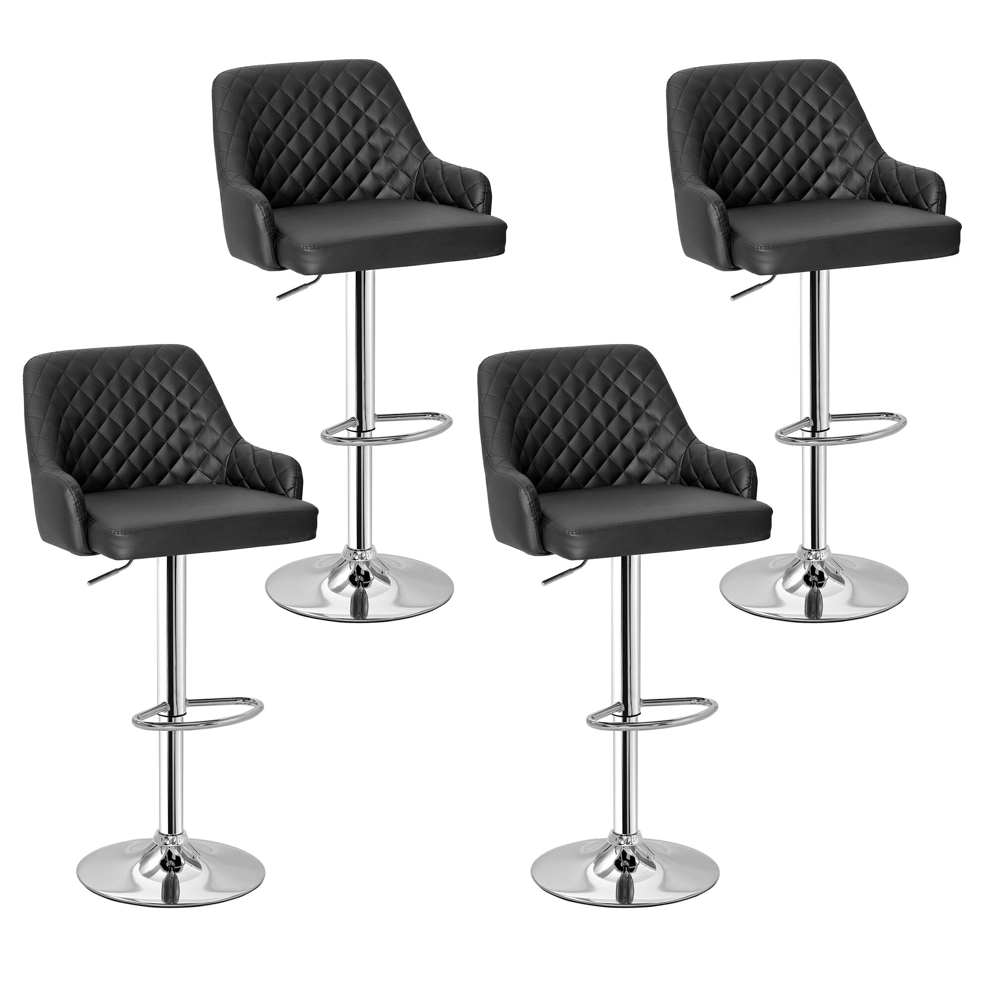 Javlergo Set of 4 Bar Stools Adjustable Counter Height Swivel Barstools with Back and Armrest