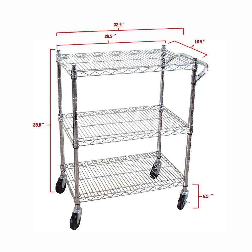 Oceanstar 3-Tier Steel Heavy Duty All-Purpose Utility Cart AUC1460