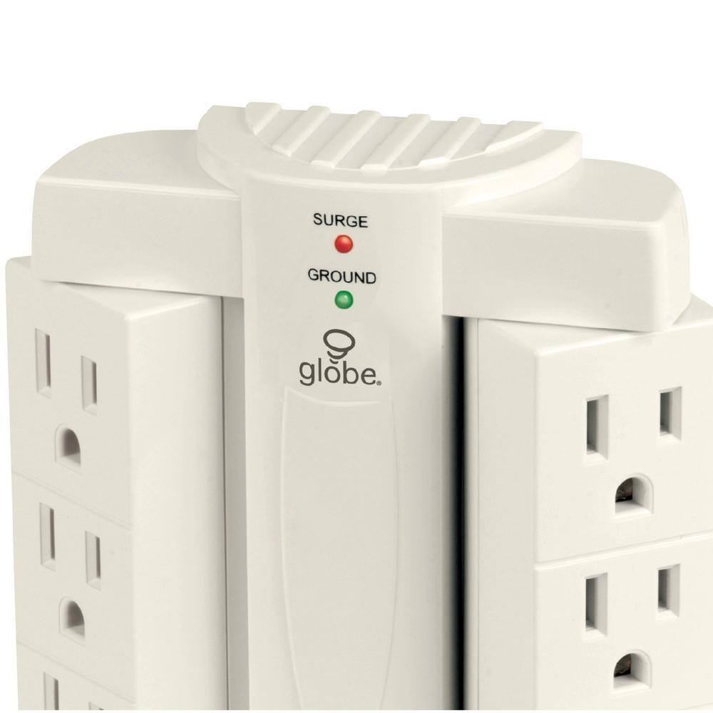 Globe Electric 6-Outlet Swivel Surge Protector White Wall Tap 7732001