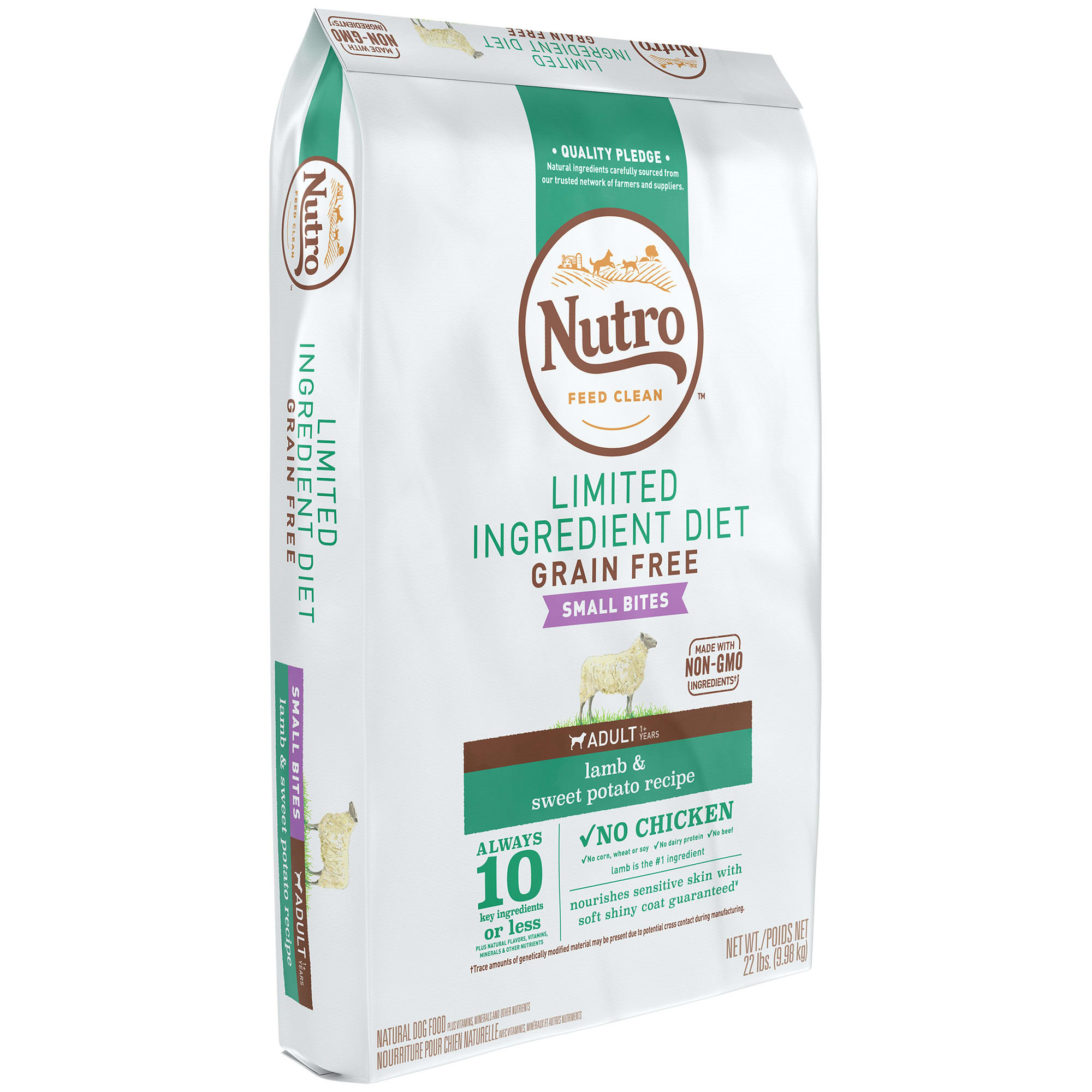 Nutro Limited Ingredient Diet Small Bites Lamb  Sweet Potato Recipe Dry Adult Dog Food， 22 lbs. Bag