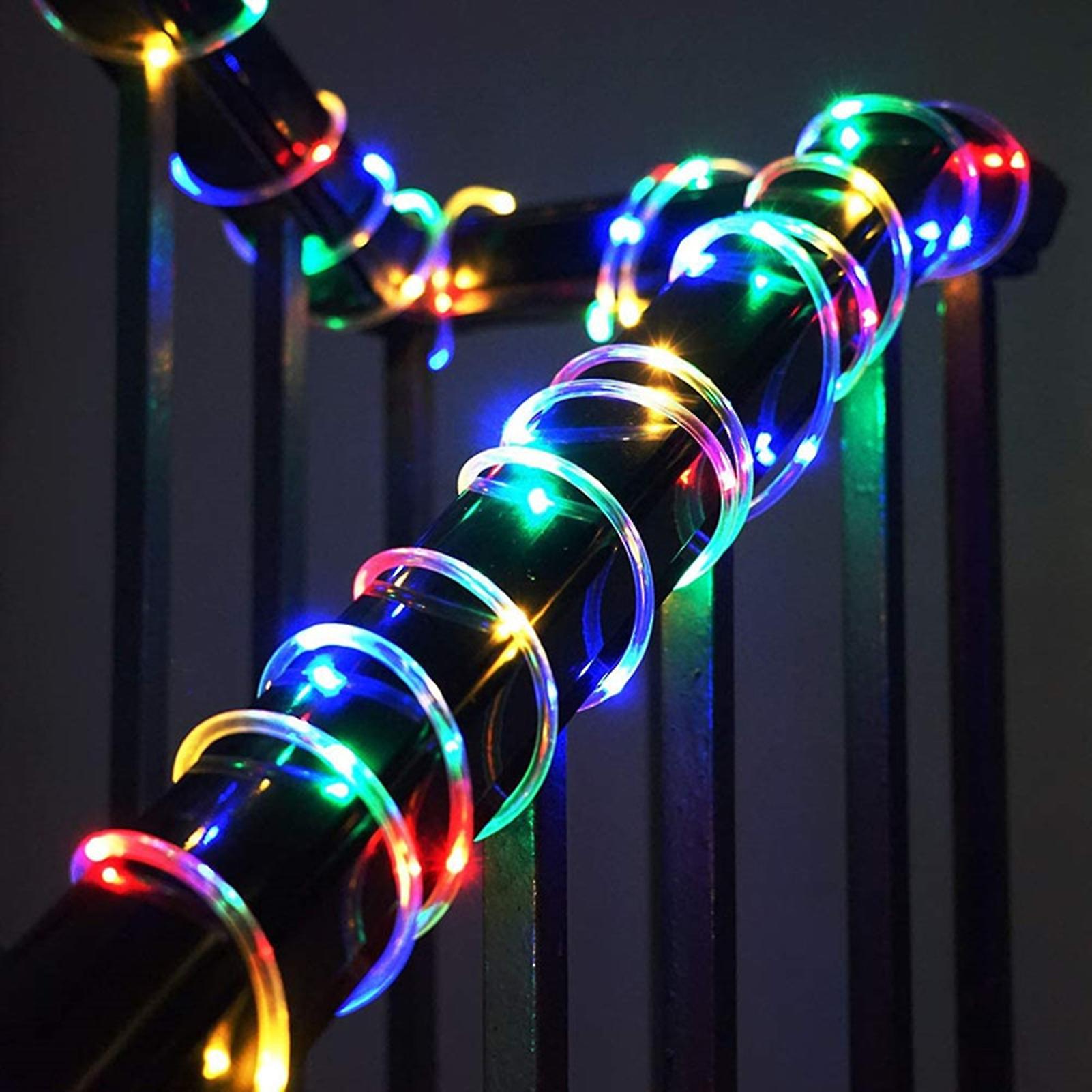 Leds Solar Rope Lights Outdoor 8 Modes Waterproof Tube Lamp With Touching Switch For Garden Yard Fence Walkway Festival Party Multicolor 30m