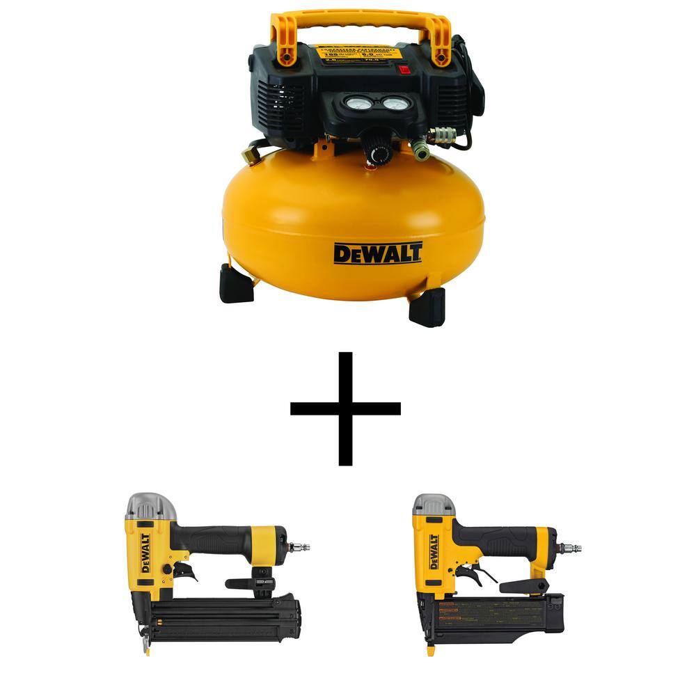 DW 6 Gal. 165 PSI Portable Electric Pancake Air Compressor 18GA Pneumatic Corded Brad Nailer and 23GA 2 in. Pin Nailer DWFP126W23350K