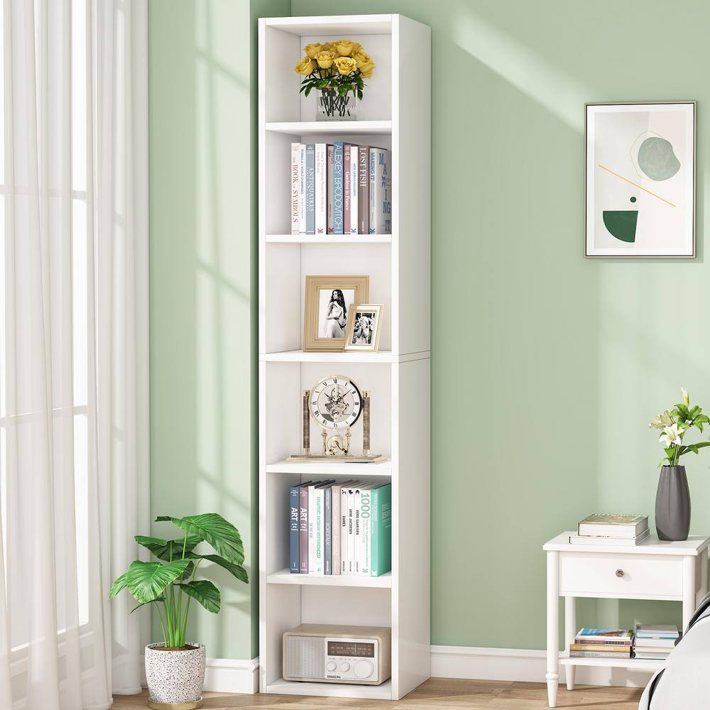 BYBLIGHT Eulas 71 in. White MDF 6 shelves Standard Bookcase BB-XH0005XL