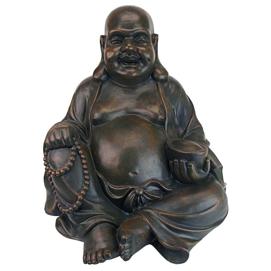 Design Toscano AL38249 Laughing Buddha Happy Hotei Asian Garden Statue  Verdigris   Medium