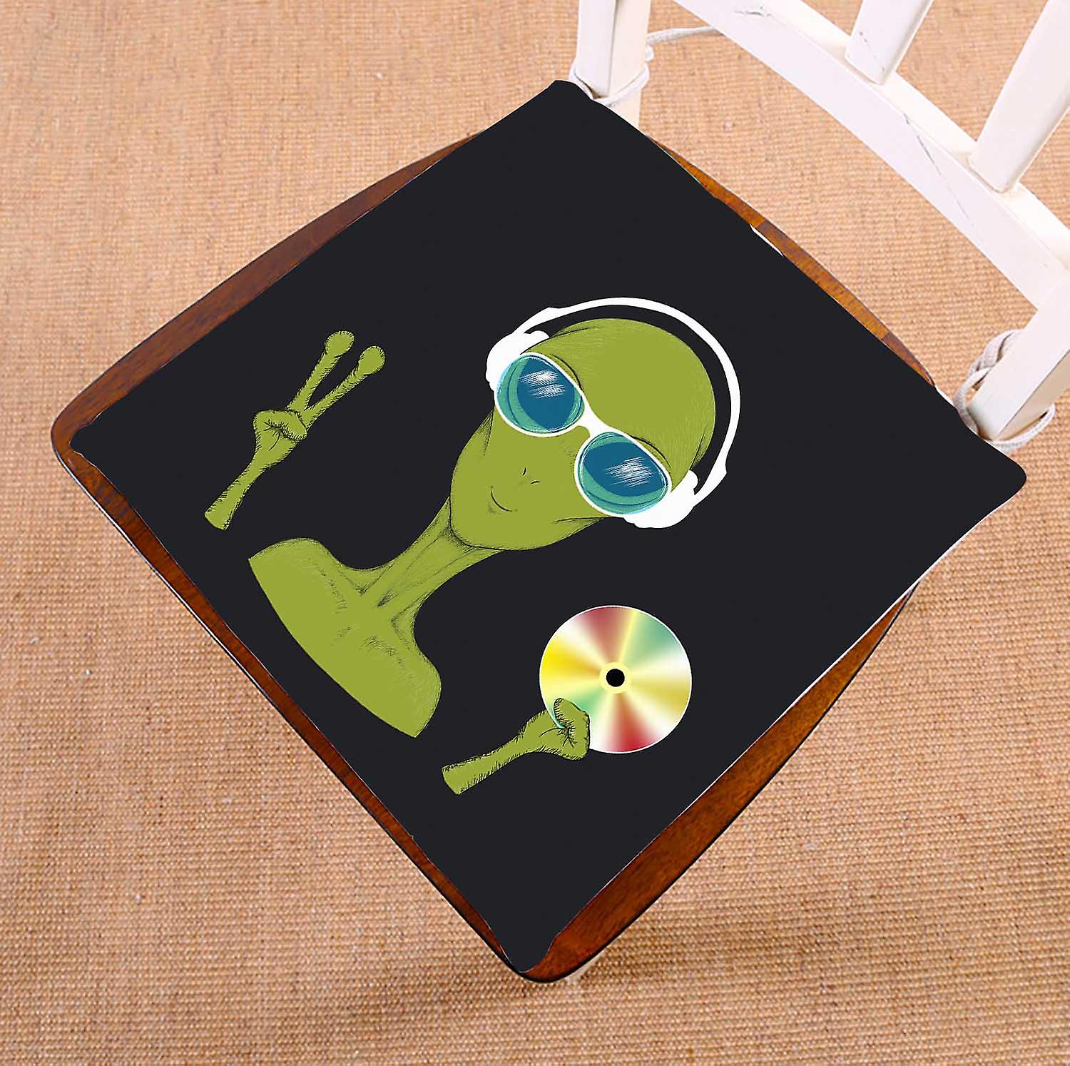 Alien Is A Music Lover Chair Pads Chair Mat Seat Cushion Chair Cushion Floor Cushion 40x40 Cm