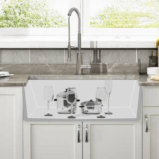 JimsMaison White Fireclay 36 in. Single Bowl Farmhouse Apron Kitchen Sink with Bottom Grid JMWAKS10-3620X