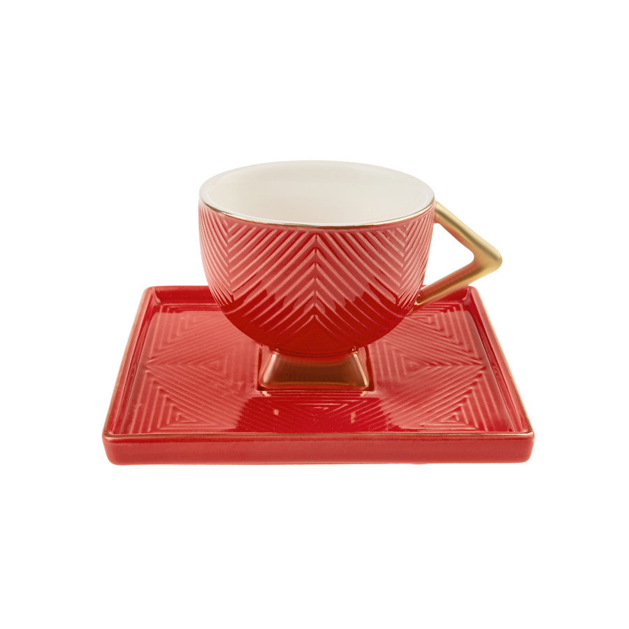 Karaca Art Deco Red 2 Person Coffee Cup Set 153.03.06.4858