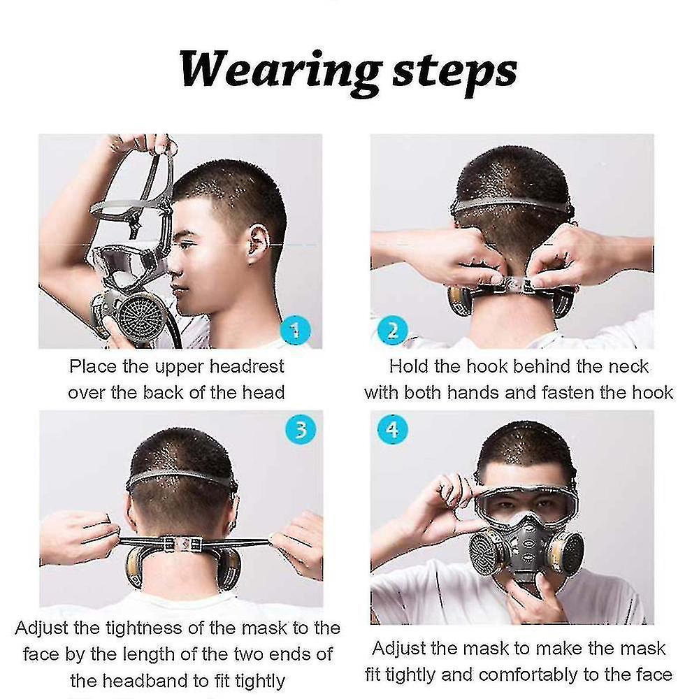 Gas Mask With Safety Goggles， Dust Respirator With Activated Carbon Filter， Reusable