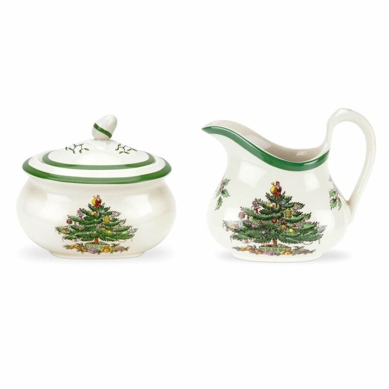 Spode Christmas Tree Sugar and Creamer Set   Sugar 16 oz. / Creamer 8 oz.