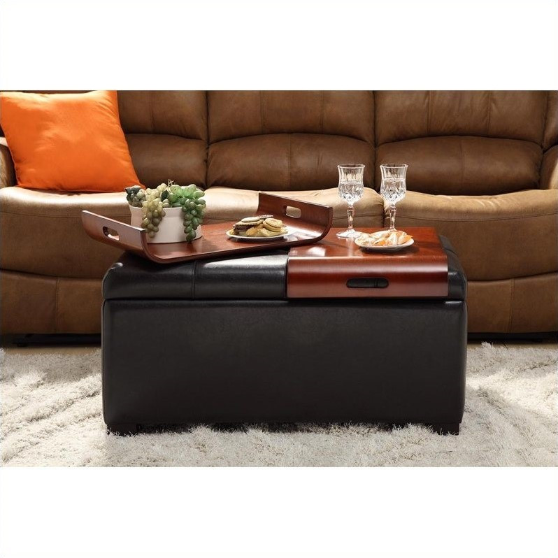 Convenience Concepts Designs4Comfort Coffee Table Ottoman in Black Faux Leather   Transitional   Footstools And Ottomans   by Convenience Concepts  Houzz