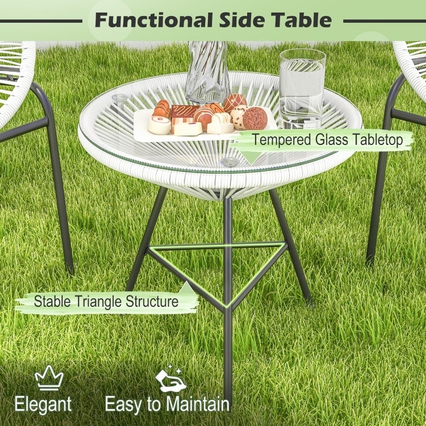 3PCS Patio Acapulco Furniture Bistro Set with Glass Table