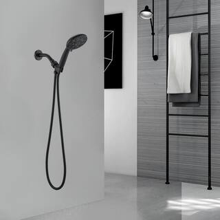 2-Spray Single Wall Mount Handheld High Pressure Shower Head in Matte Black Koo-LQW1-6613