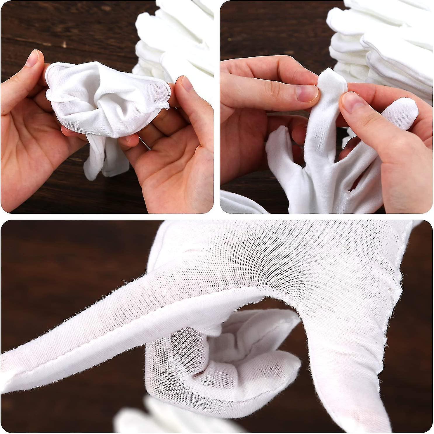 12 Pairs White Cotton Gloves Women Men Cloth Gloves For Heilwiy Eczema， Dry Hands