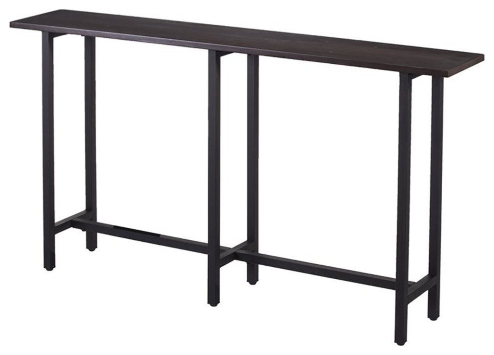 Southern Enterprises Hendry Long Narrow Wooden Console Table in Matte Black   Industrial   Console Tables   by Homesquare  Houzz