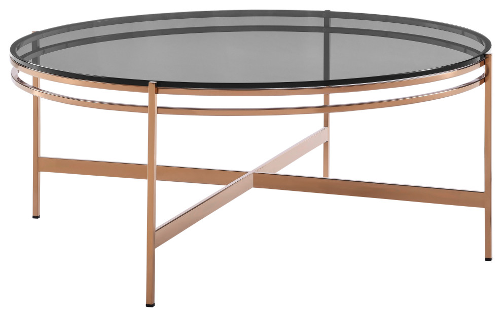 Modrest Bradford Modern Smoked Glass and Rosegold Coffee Table   Contemporary   Coffee Tables   by Vig Furniture Inc.  Houzz