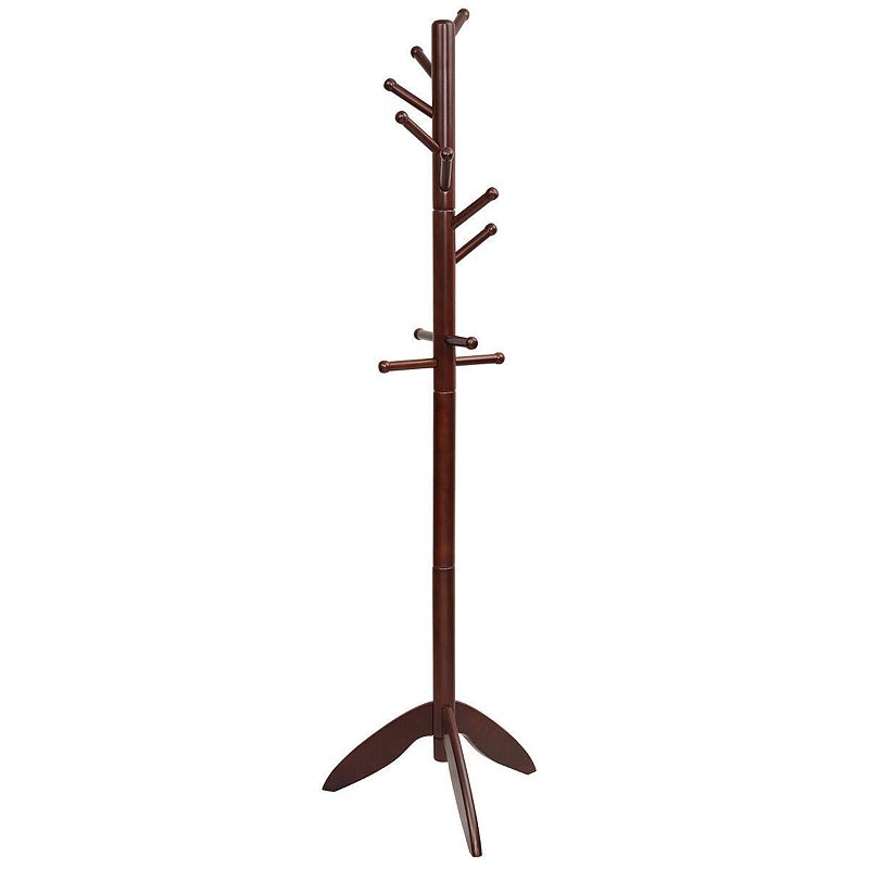 Wooden Free Standing Coat Rack with 11 Hooks