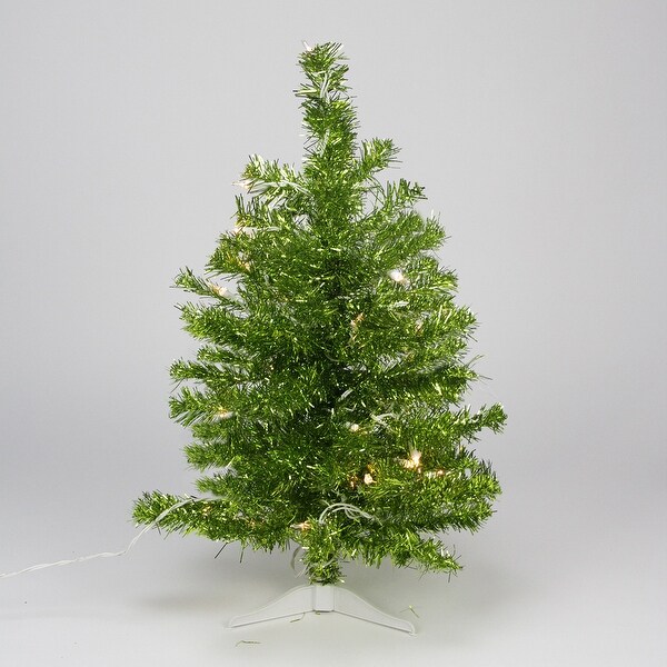 2' PreLit Paradise Lime Green Tinsel Pine Artificial Christmas Tree