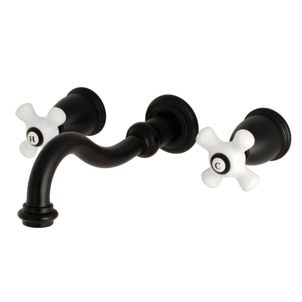 Kingston Brass 2-Handle Vessel Wall Mount Bathroom Faucet in Matte Black HKS3120PX