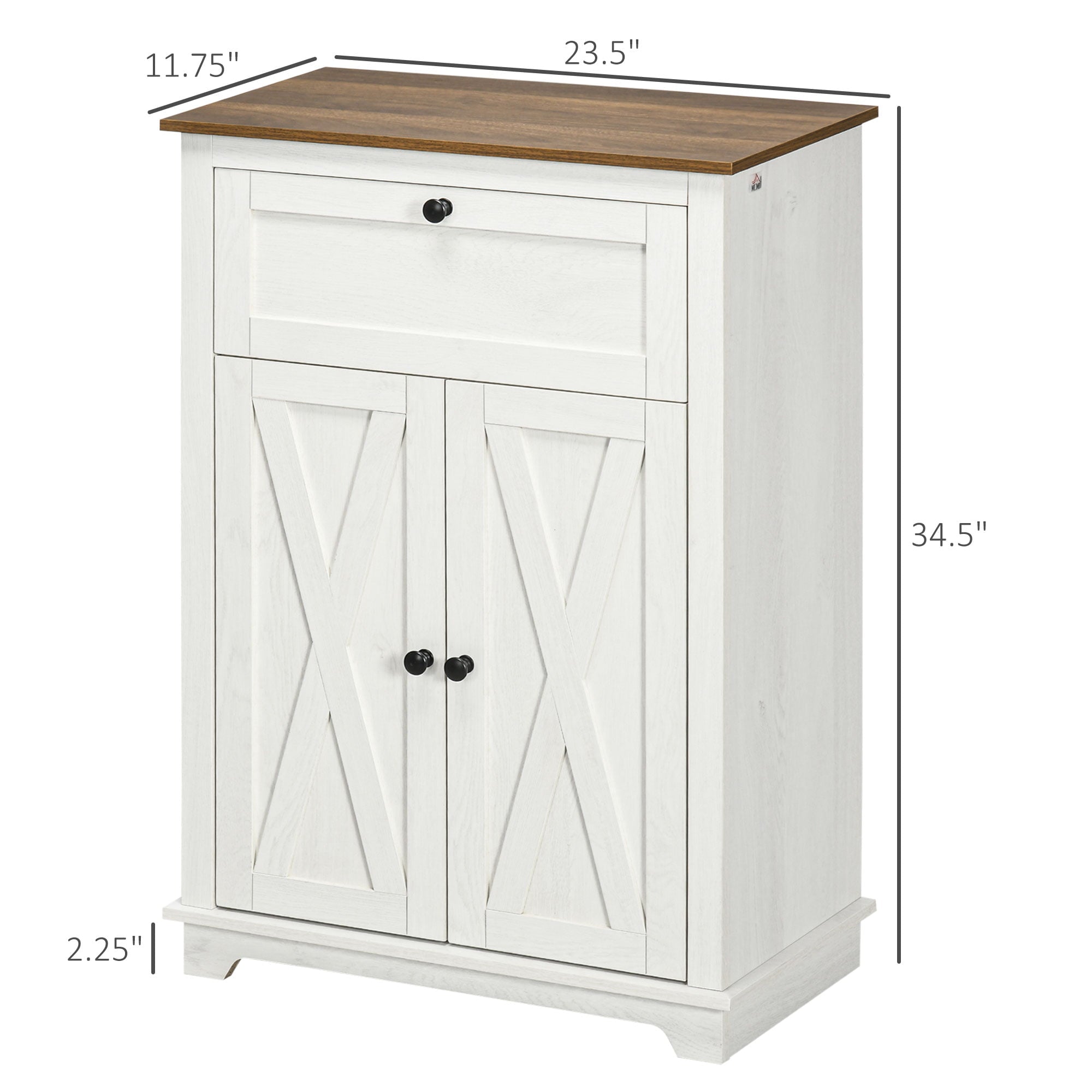 HOMCOM Farmhouse Storage Cabinet， Sideboard with Double Doors， Drawer， and Adjustable Shelf for Kitchen， Bedroom， Living Room， White