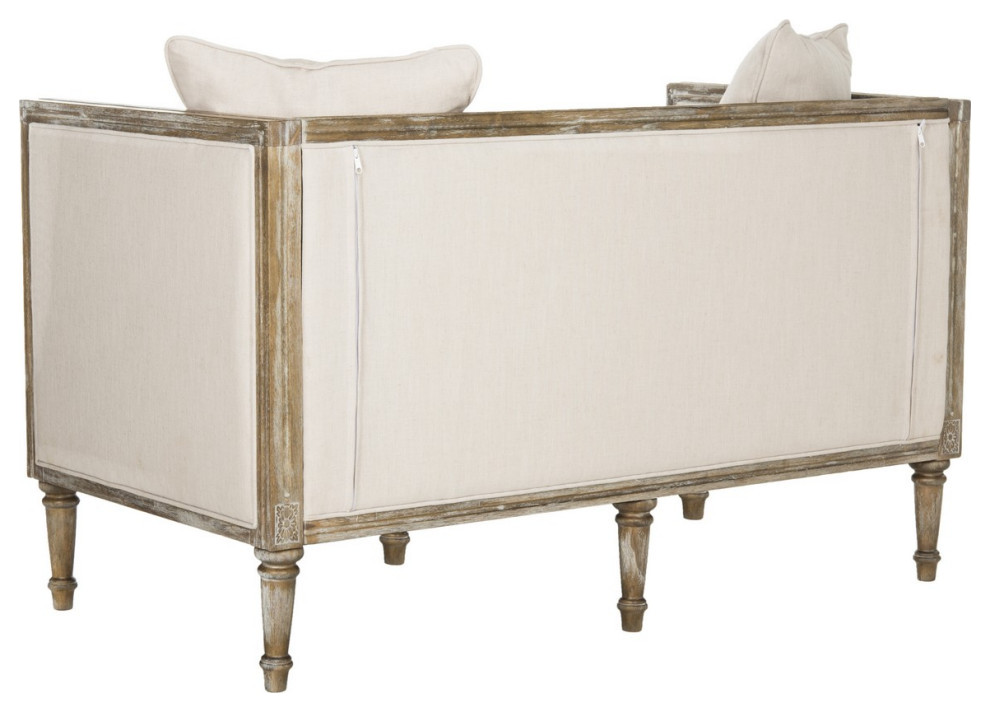 Woody Rustic French Country Settee Beige/ Rustic Oak   French Country   Loveseats   by AED Luxury Home Decor  Houzz