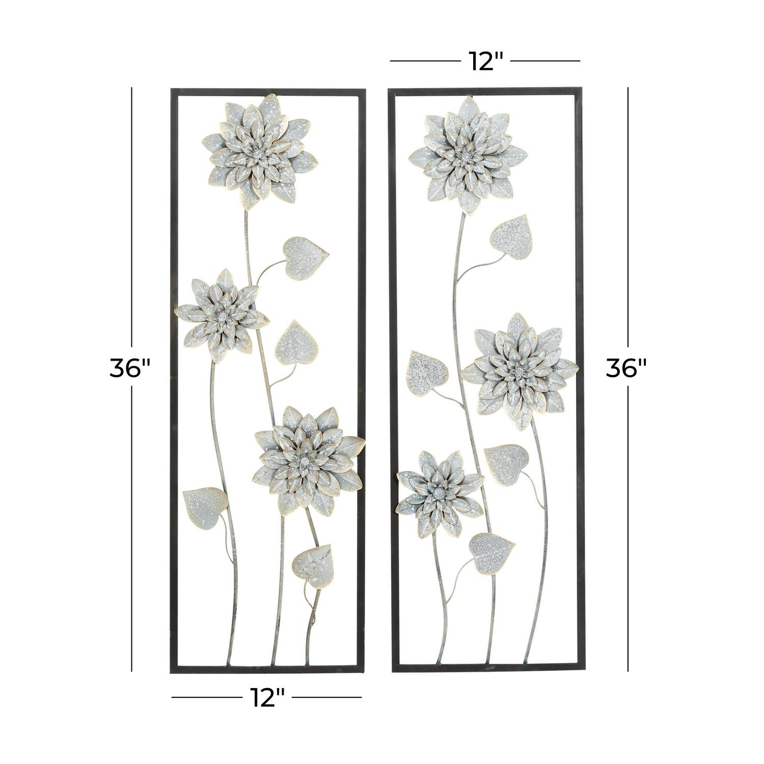 DecMode Gray Metal Contemporary Wall Decor Set of 2  Crowdfused