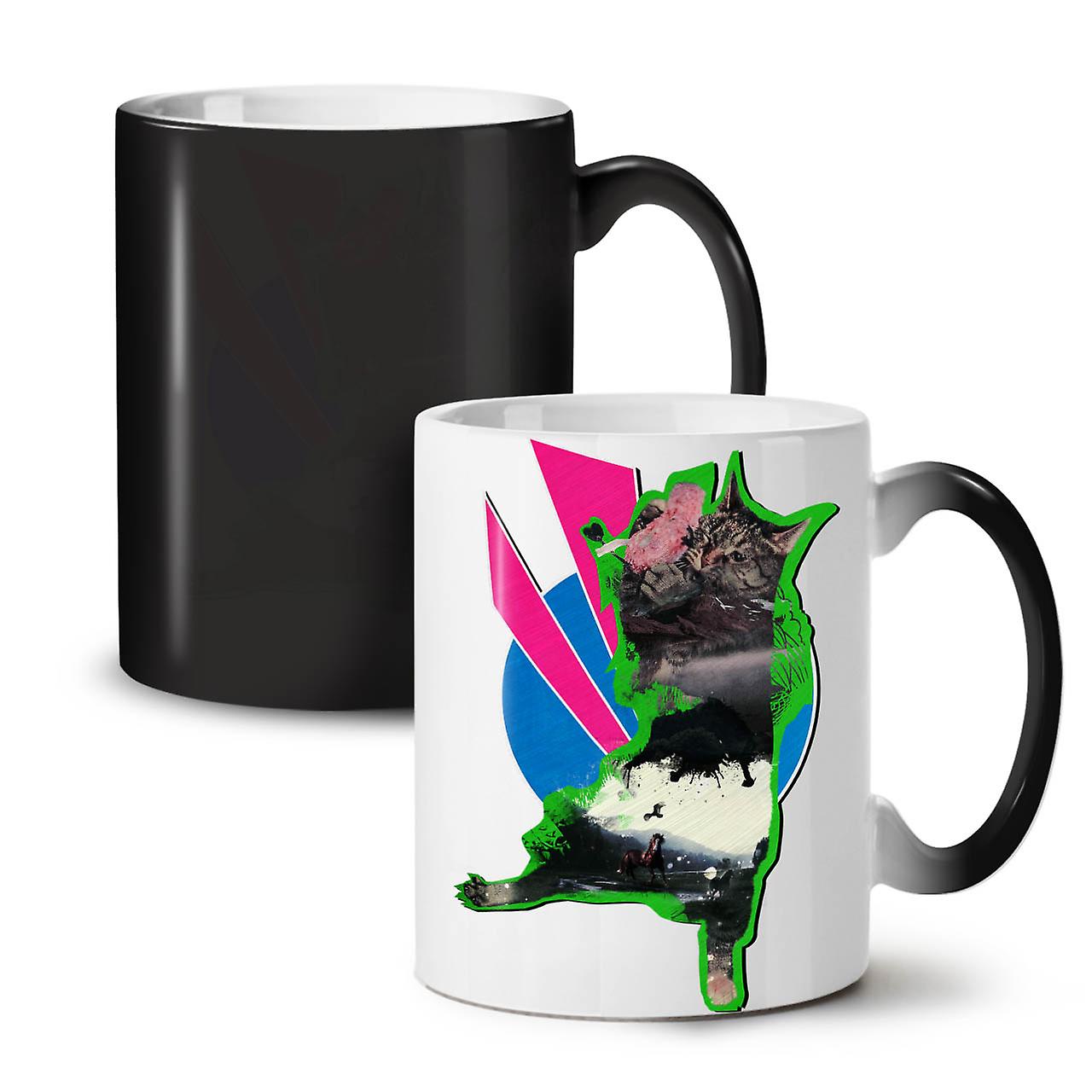 Dance Animal Funy Cat NEW Black Colour Changing Tea Coffee Ceramic Mug 11 oz | Wellcoda