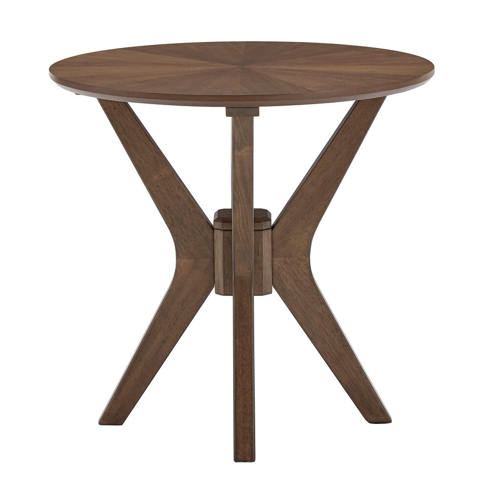 Rondo Mid Century Walnut Finish Round End Table by iNSPIRE Q Modern