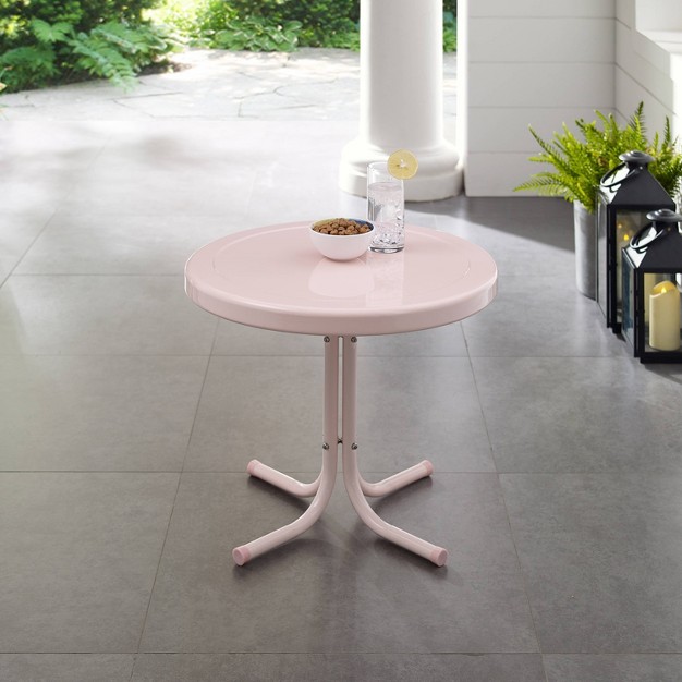 Crosley Griffith Outdoor Side Table Pastel Pink Gloss