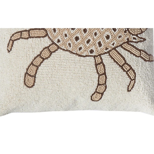 X 16 quot Natural Crab Hand Beaded Throw Pillow