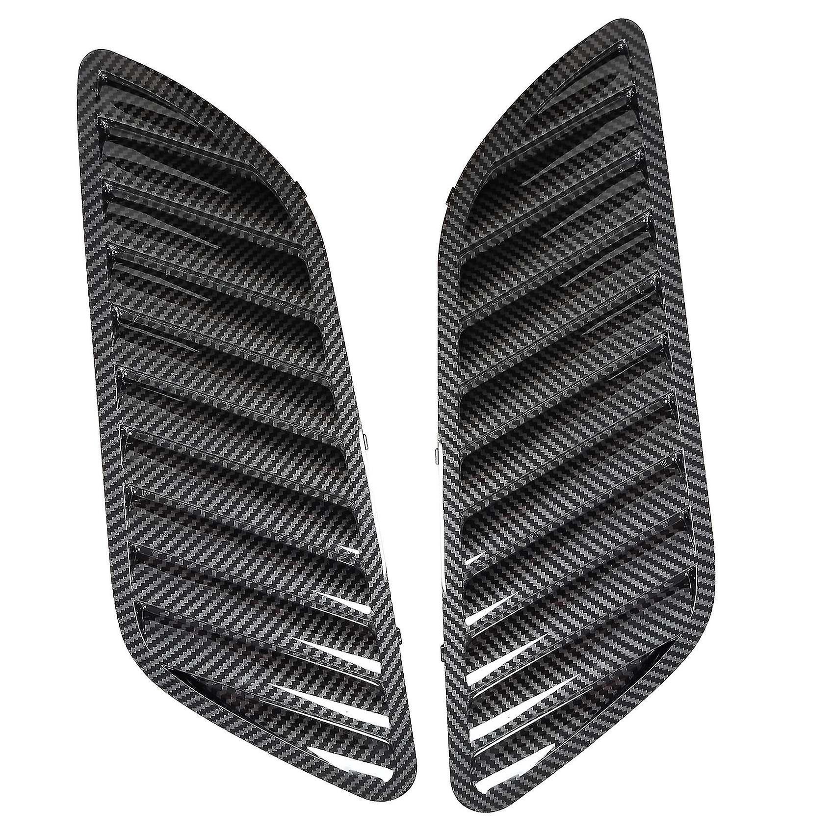 Car Front Grill Hood Cover， Carbon Fiber Bonnet Grill Air Outlet Vent Cover Trim For- E90 E91 E92 F