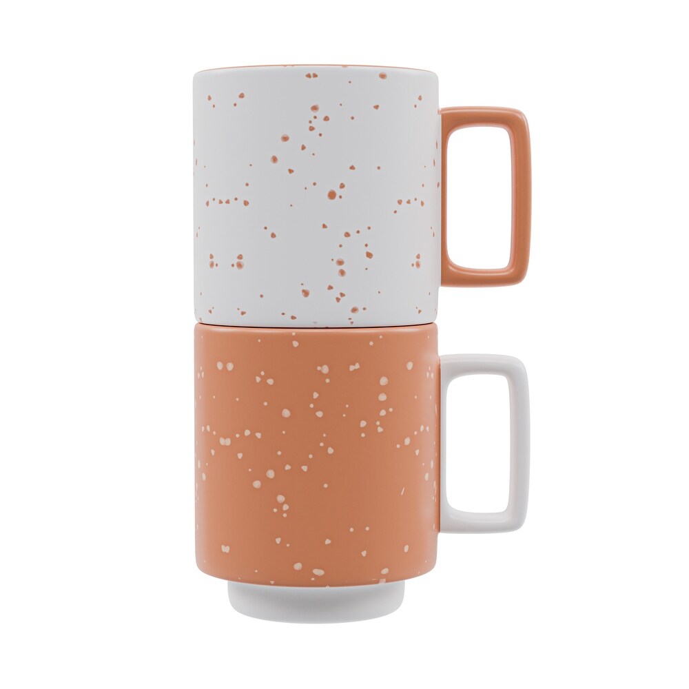 American Atelier Speckled Stackable Mugs Set of 2   14 oz