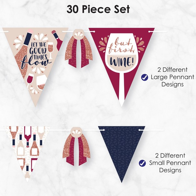 Big Dot Of Happiness But First Wine Diy Wine Tasting Party Pennant Garland Decoration Triangle Banner 30 Pieces