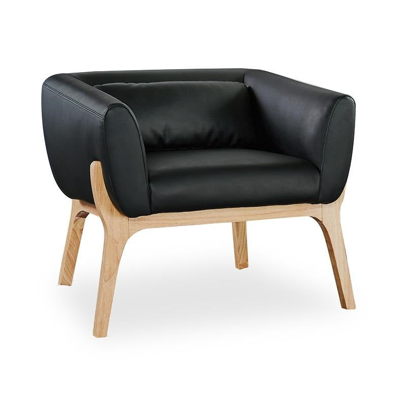 Osric Office Lounge Chair - Ash & Black PU Leather