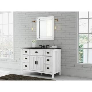 Home Decorators Collection Artisan 48 in. W Bath Vanity in White with Vanity Top in Natural Black with White Basin MD-V1760