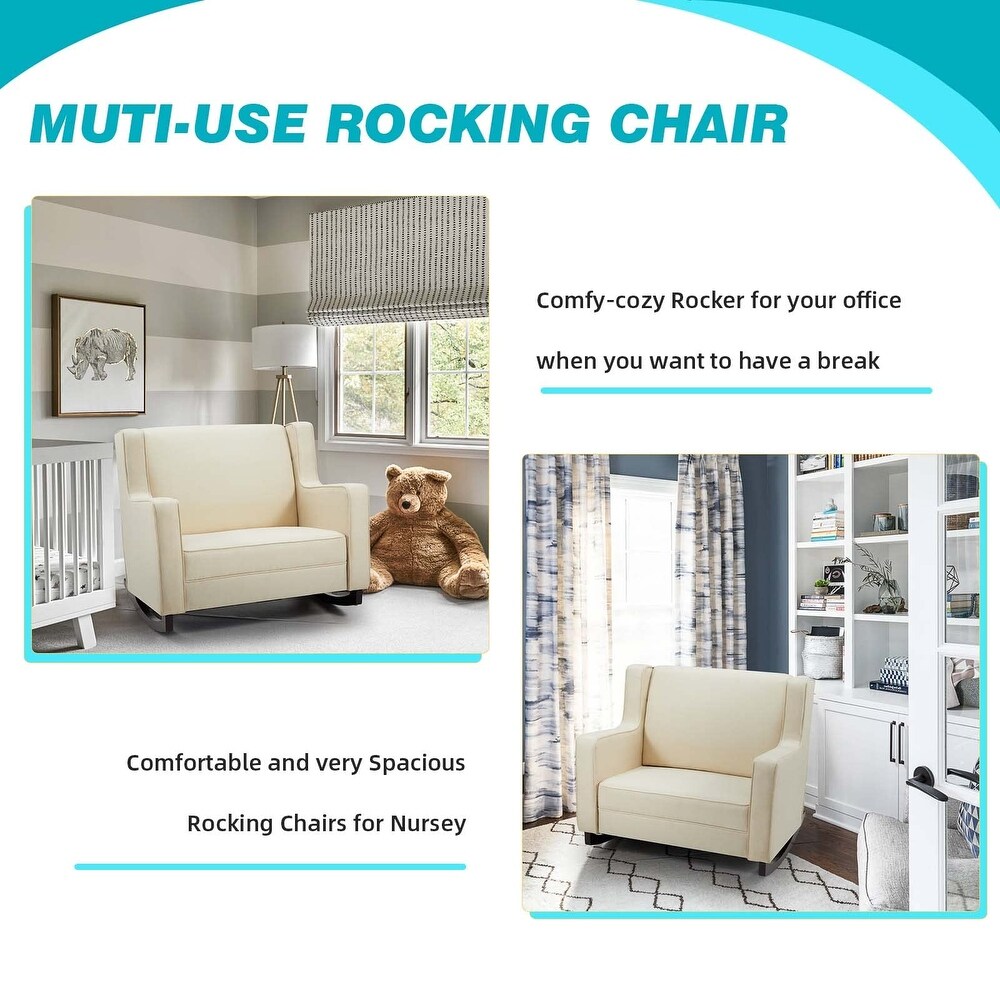 AECOJOY Upholstered Rocking Chair Padded Seat Fabric Rocker