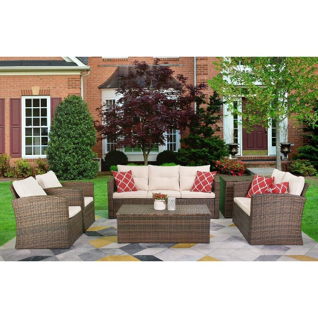 6pc Wicker Outdoor Conversation Set Edyo Living