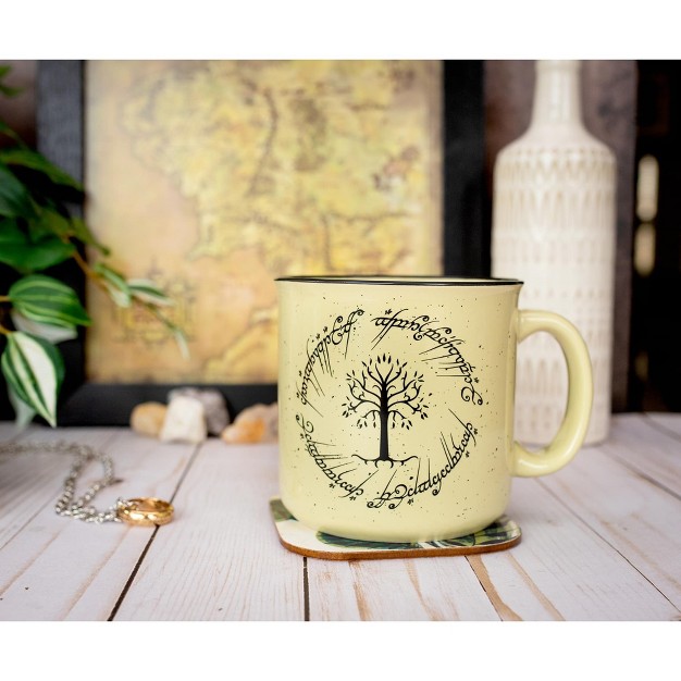 Silver Buffalo Lord Of The Rings Gondor Elven Text 20oz Ceramic Camper Mug