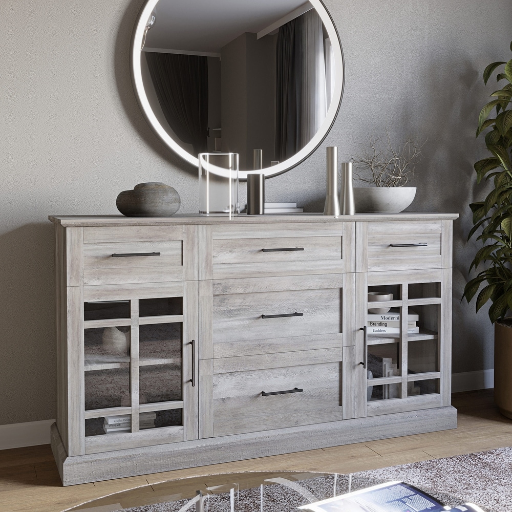 BELLEZE Astorga Sideboard With Drawers   Adjustable Shelves  2 Colors